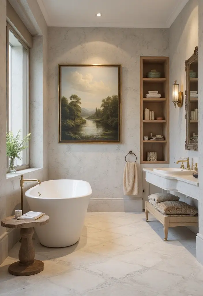 15 Luxurious Bathroom Decor Ideas That Will Make You Feel Like You're in a 5-Star Spa! - 11. Unique Artwork