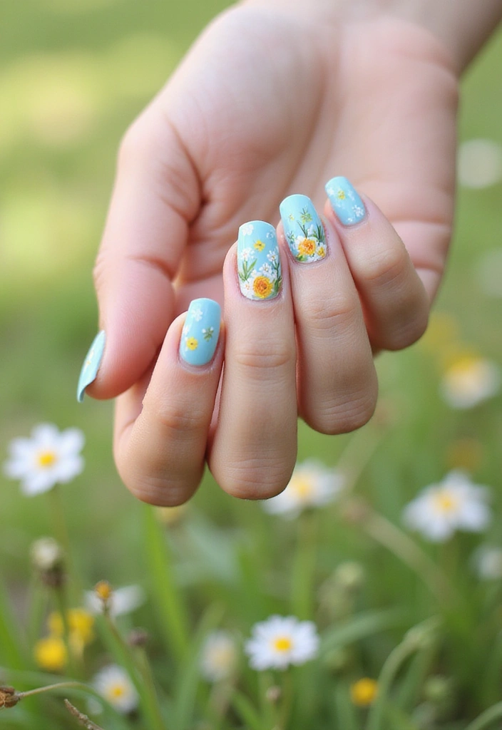 20 Stunning Floral Spring Nail Designs That Will Bloom Your Creativity! - 11. Whimsical Wildflowers