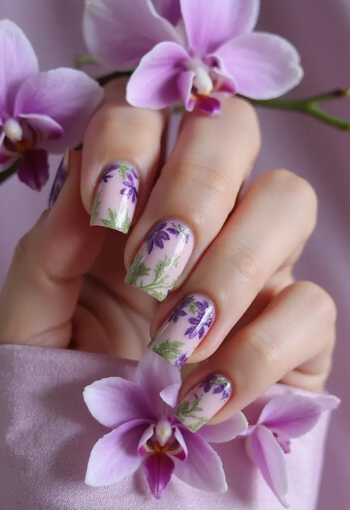 20 Stunning Floral Spring Nail Designs That Will Bloom Your Creativity! - 12. Elegant Orchid