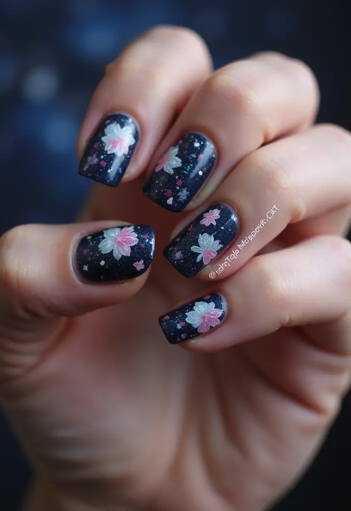 20 Stunning Floral Spring Nail Designs That Will Bloom Your Creativity! - 15. Celestial Florals