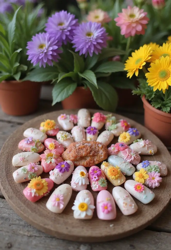 20 Stunning Floral Spring Nail Designs That Will Bloom Your Creativity! - 5. Garden Party