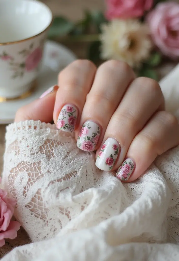 20 Stunning Floral Spring Nail Designs That Will Bloom Your Creativity! - 8. Vintage Floral